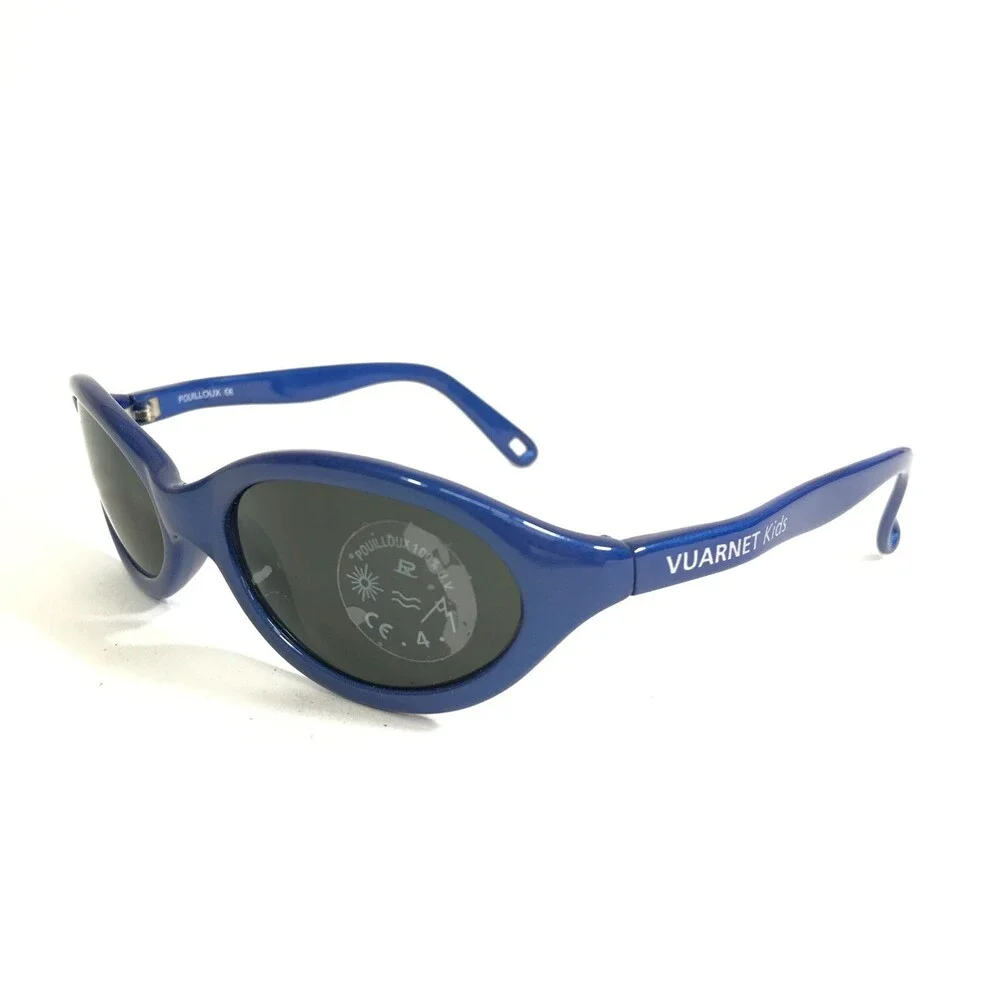 Vuarnet Kids Sunglasses B400 Blue Round Frames with Black Lenses 50-20-110